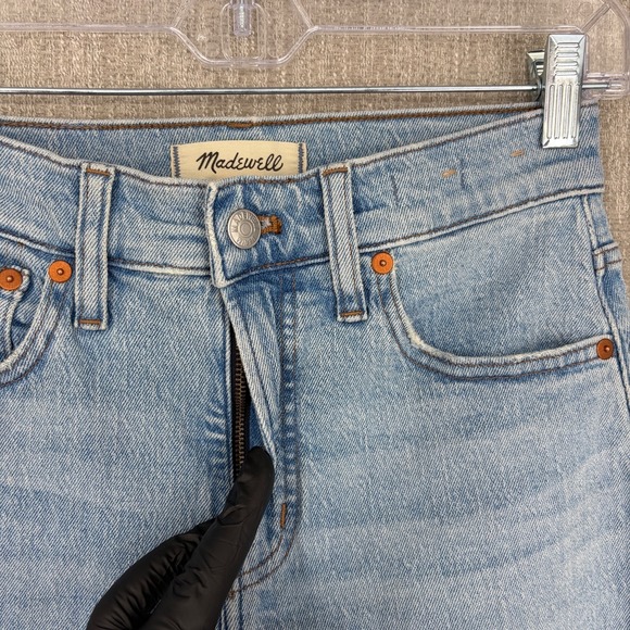 Madewell Jeans Women 25 Blue Perfect Vintage Wide Leg Crop Light Wash Raw Hem - Picture 7 of 15